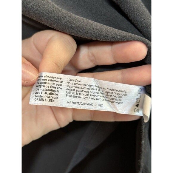 Eileen Fisher 100% Silk Gray Georgette Crepe Ballet Neck Long Tank Petite Large - Picture 5 of 9